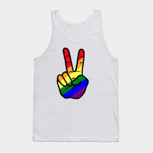 V Sign Hand Gesture Gay Rainbow Tank Top